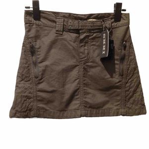 IKKS Skirt Girls Size Small Taupe Brown Cotton Pockets Belt Zipper New With Tag